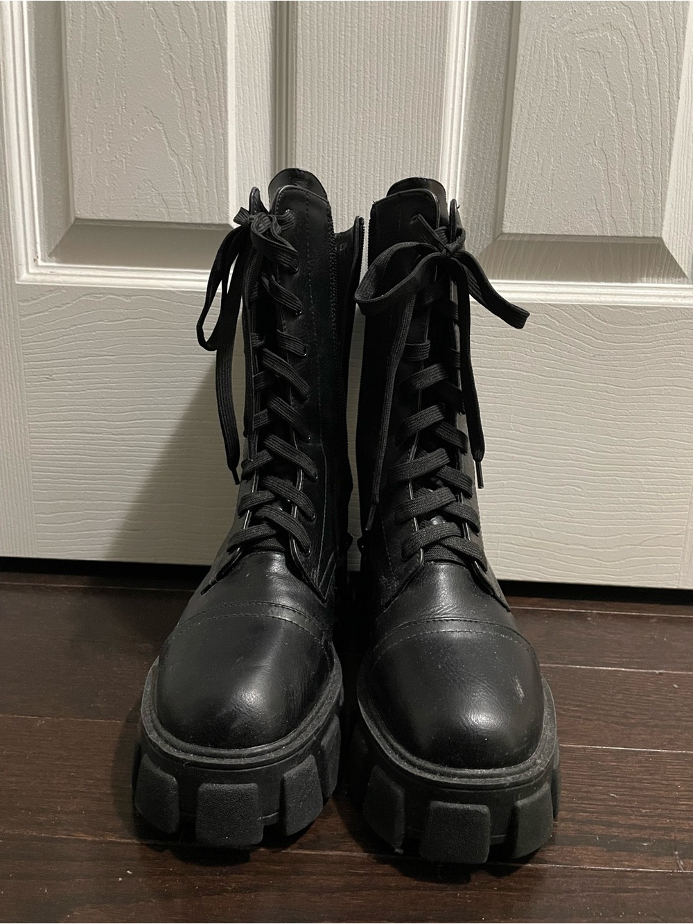 Public Desire Black Lace-Up Combat Boots